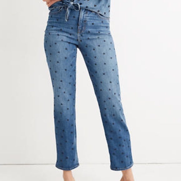 Madewell Denim - Madewell Classic Straight Jean Heart Print 32 NWT